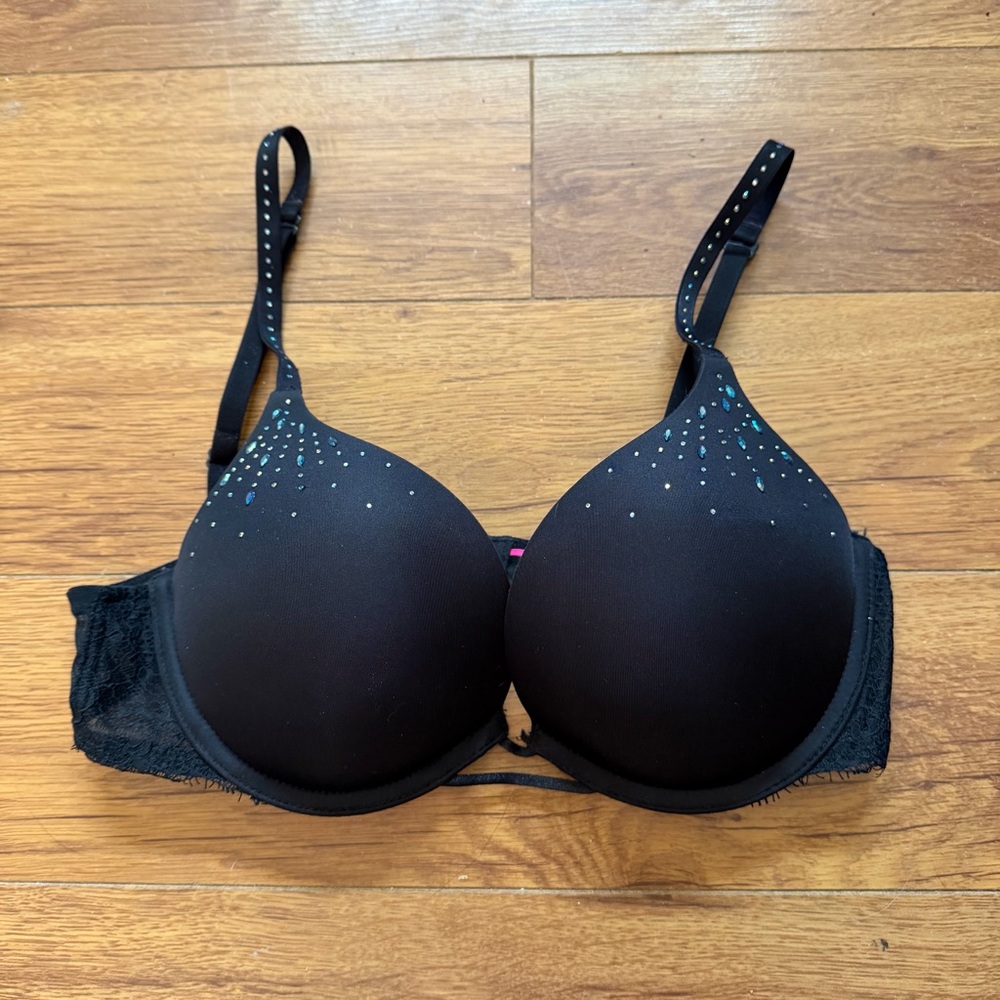 La Senza Hello Sugar Black Bra with Rhinestone Accents